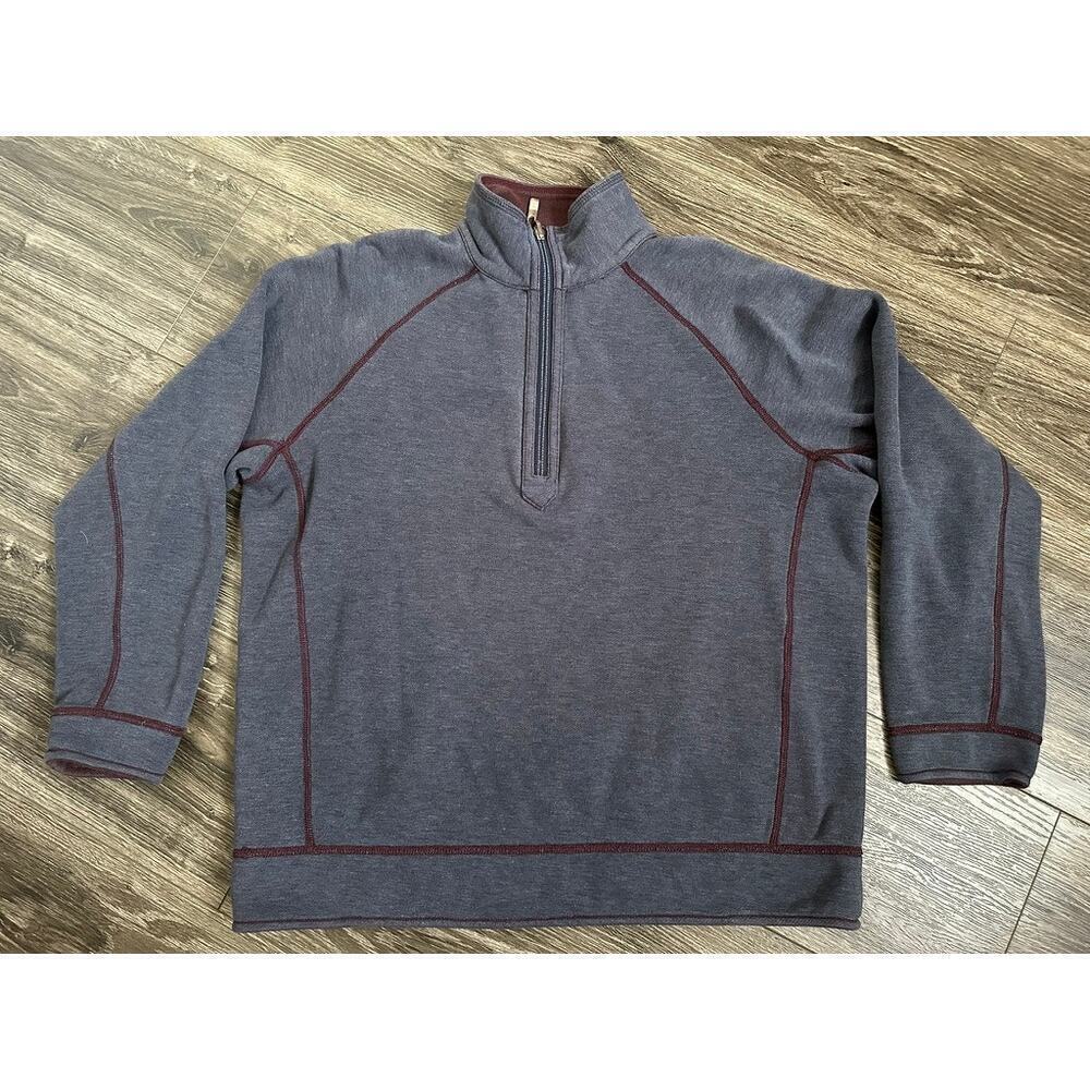 Tommy Bahama Reversible Sweatshirt Mens Blue Quarter Zip Outdoor